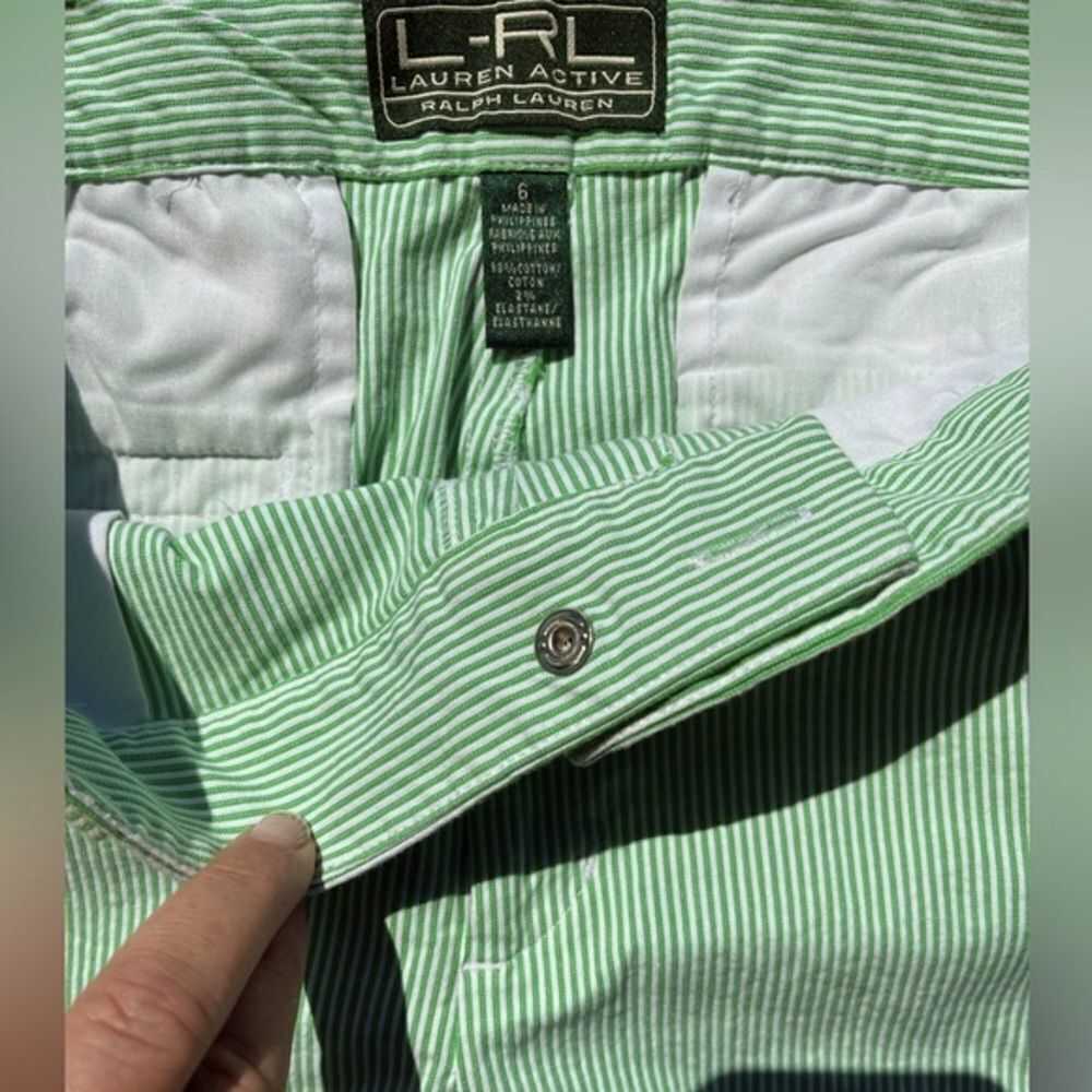 L-RL RALPH LAUREN GREEN AND WHITE STRIPE SHORTS WOMENS SIZE 6​ - Picture 4 of 8